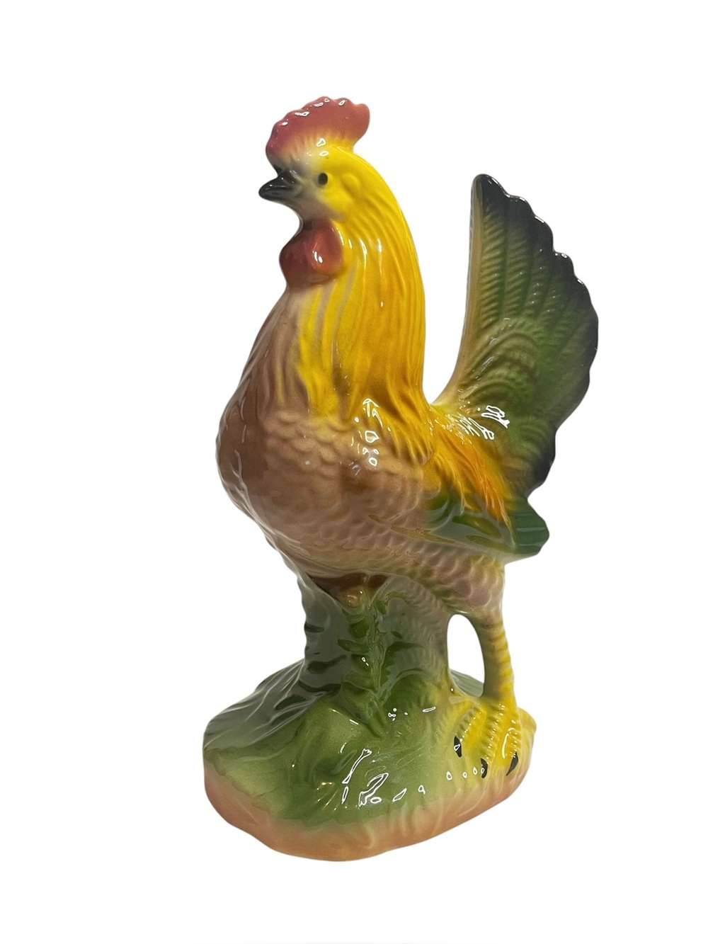 Vintage Rooster Ceramic Figurine Glossy Glazed Farmhouse Farm Country Rustic